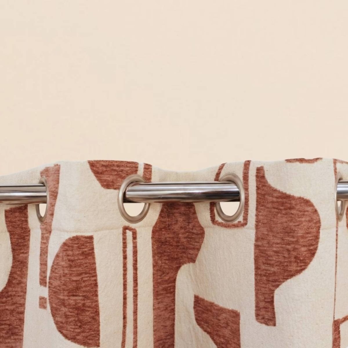 Rideau tissé jacquard motifs ethniques 140x240cm beige, ORNAMI