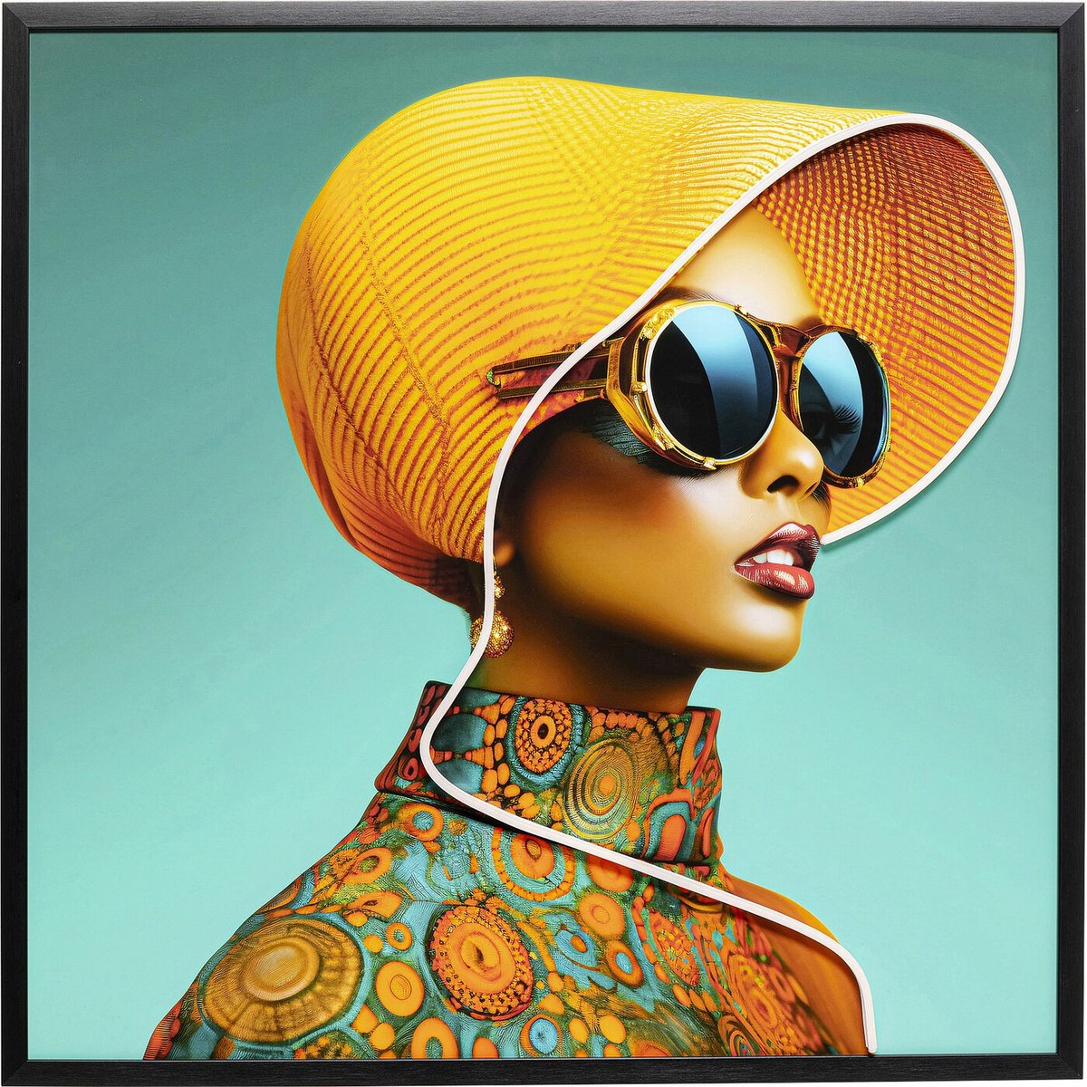 Tableau LED femme chapeau jaune, KARE DESIGN