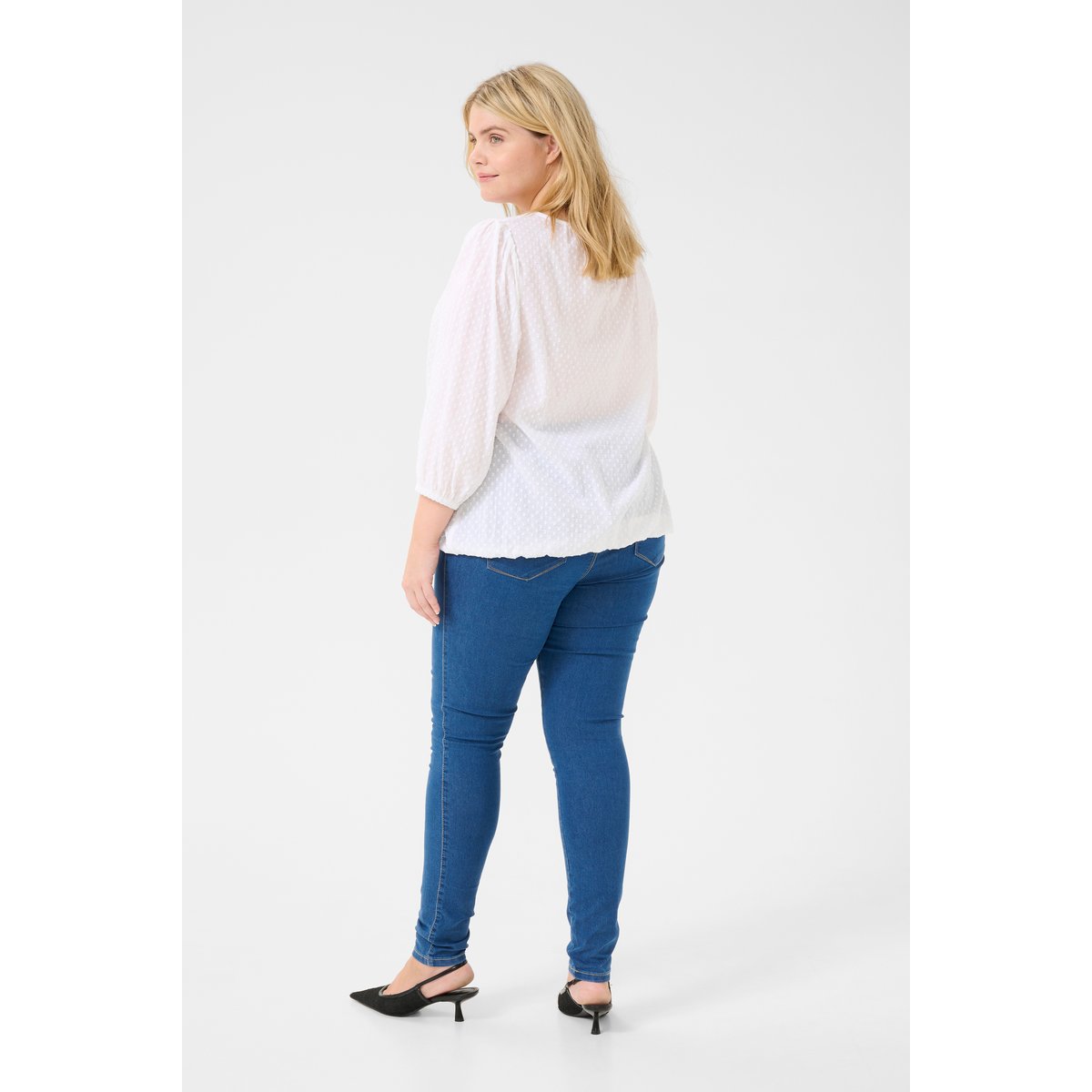 Blouse with long sleeve blanc chalk, KAFFE CURVE