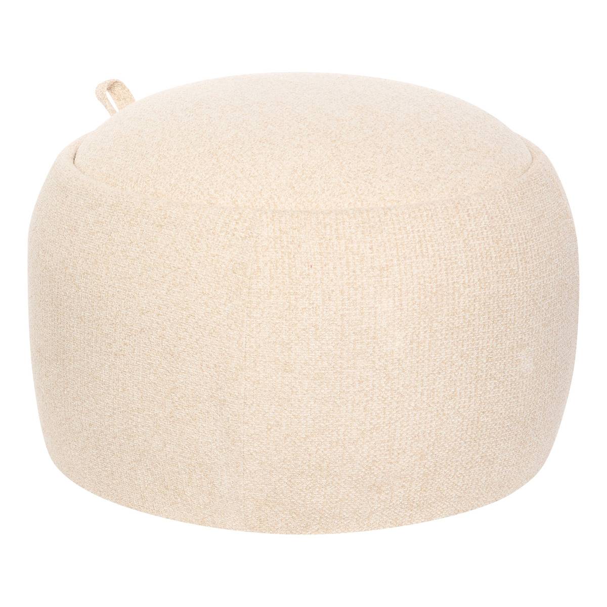 Pouf coffre de rangement en bouclette ELIOR creme, ATMOSPHERA
