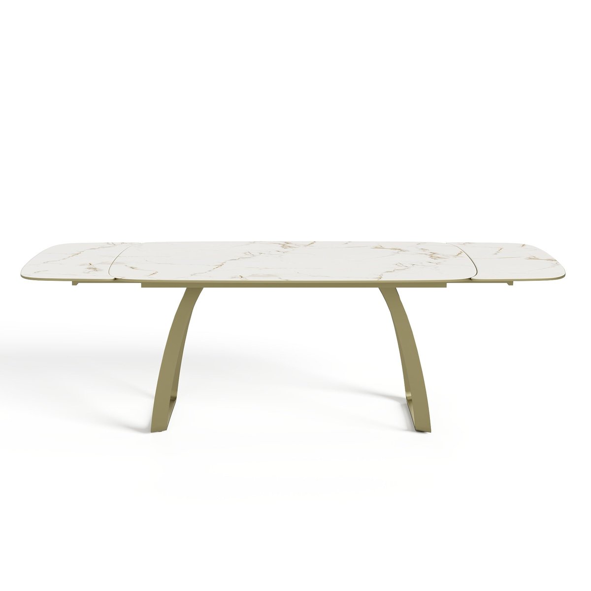 Table à manger extensible en céramique DAHLIA carrara blanc et doré, SIA HOME