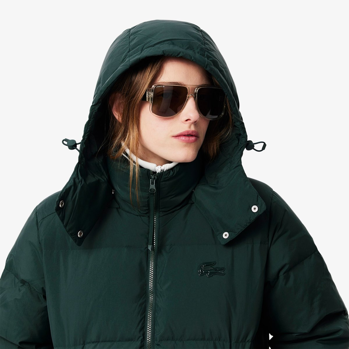 Doudoune à capuche relaxed fit duvet vert-yzp, LACOSTE
