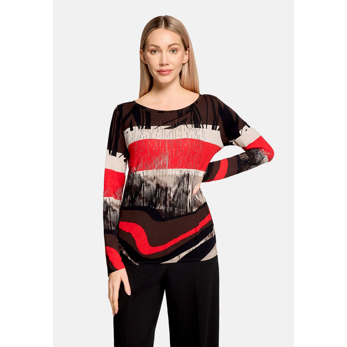 Haut casual à élastique rouge/noir, BETTY BARCLAY