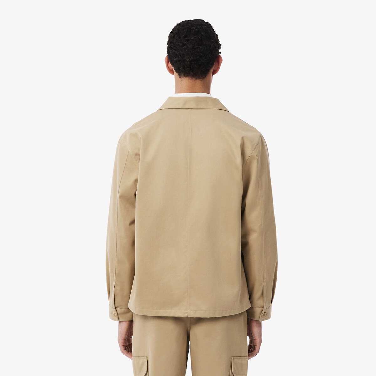 Sovracamicia in twill di cotone beige, LACOSTE