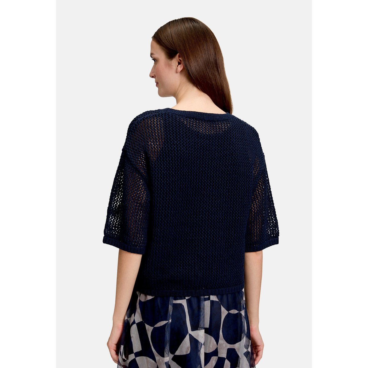 Pull-over en maille à motif ajouré navy blue, BETTY & CO