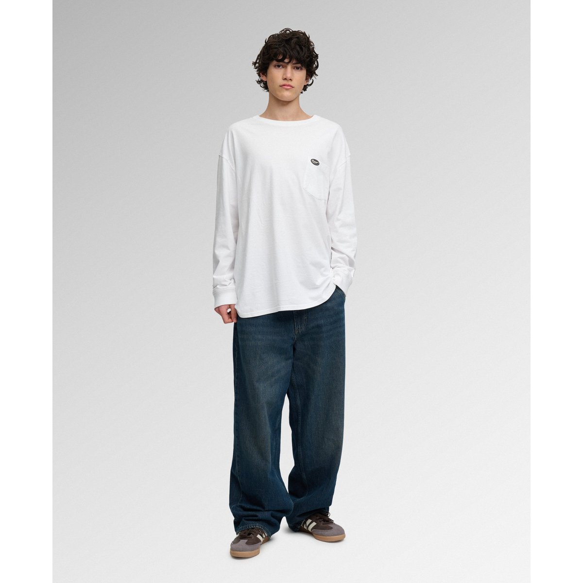 T-shirt à manches longues avec poche optic, SUPERDRY