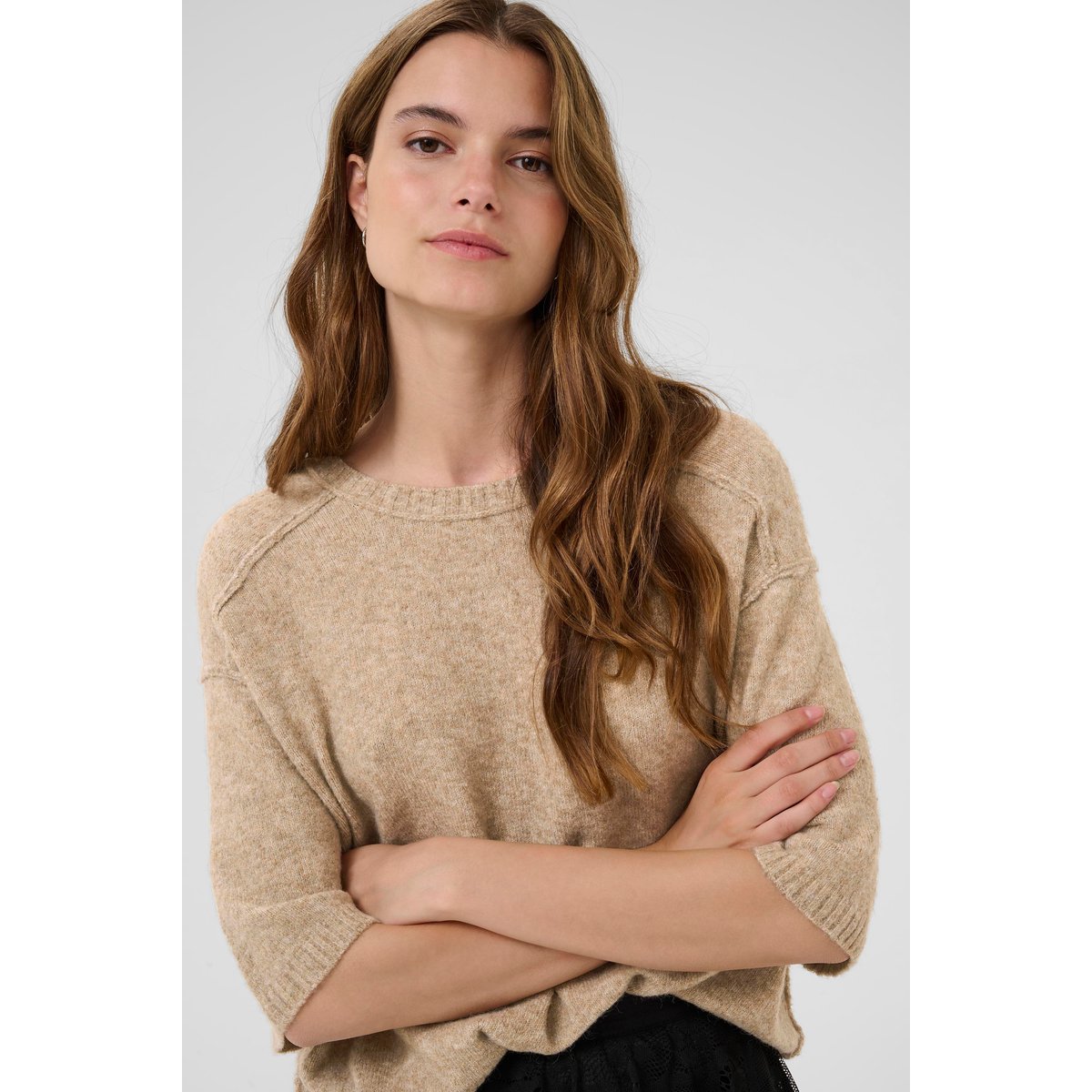 Pullover tricoté beige tannin, CULTURE