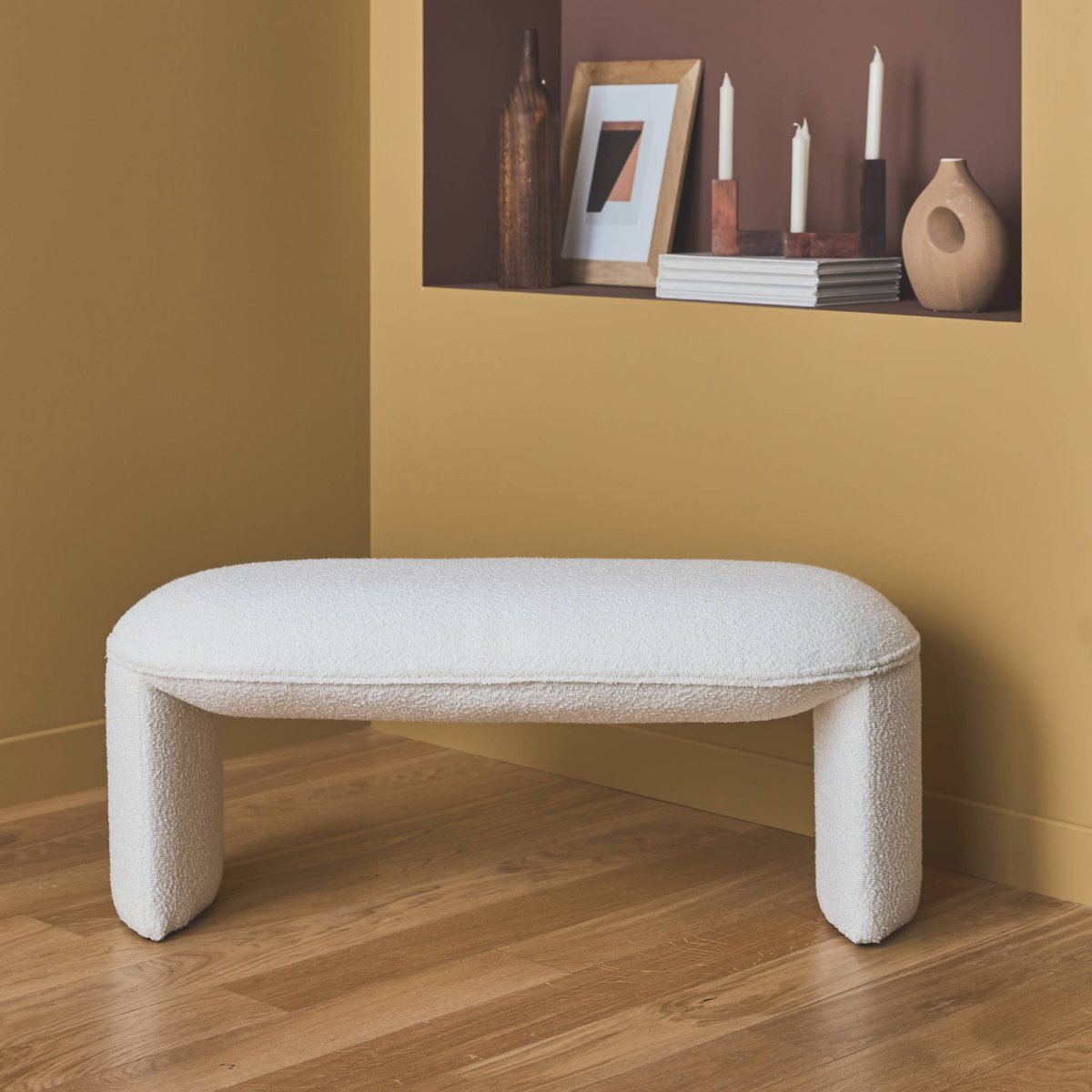 Banc, bout de lit bouclette SHAWN crème, SWEEEK