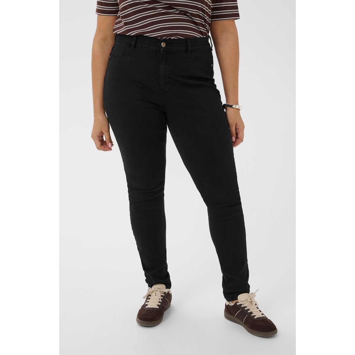 Jeans noir washed black denim, KAFFE CURVE