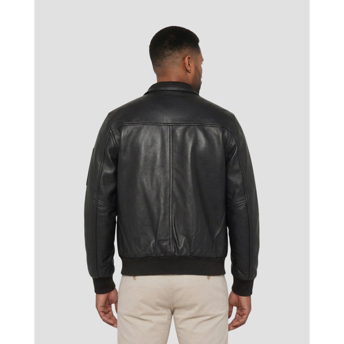 Blouson col montant, cuir d'agneau noir, SCHOTT