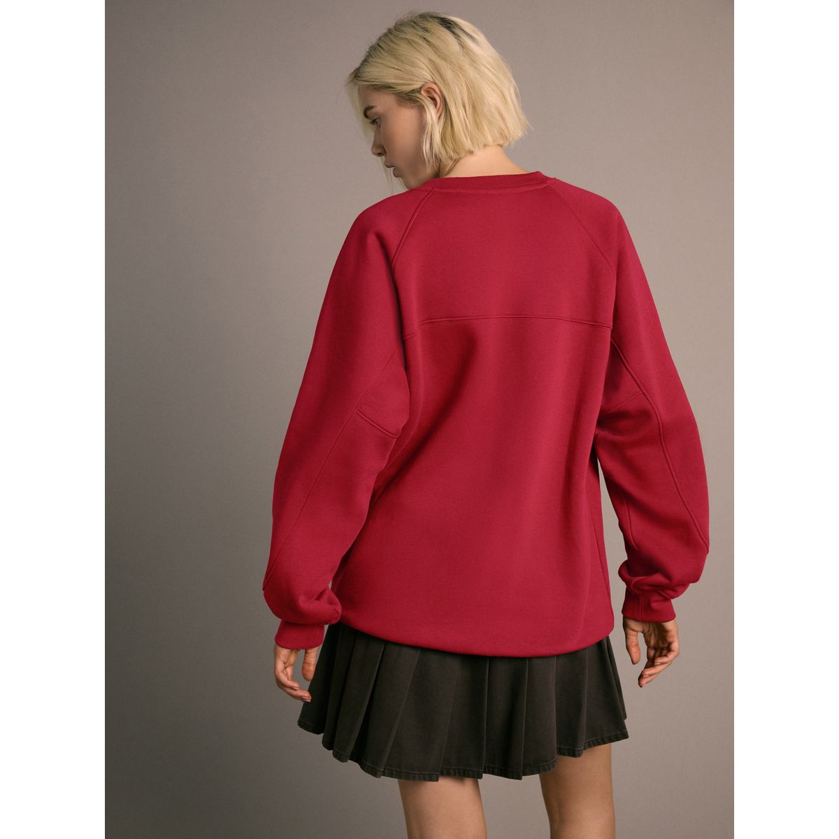 Sweat ras du cou rayé en tissu épais rouge cerise, NEXT