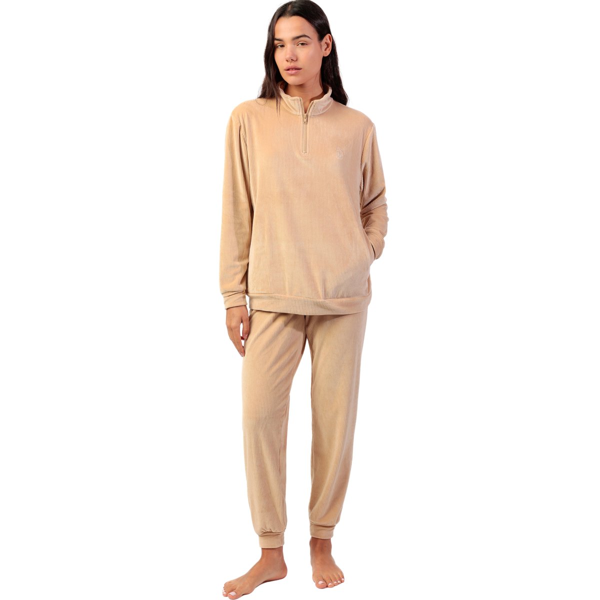 Pyjama pantalon sweat manches longues ADM Home beige, ADMAS