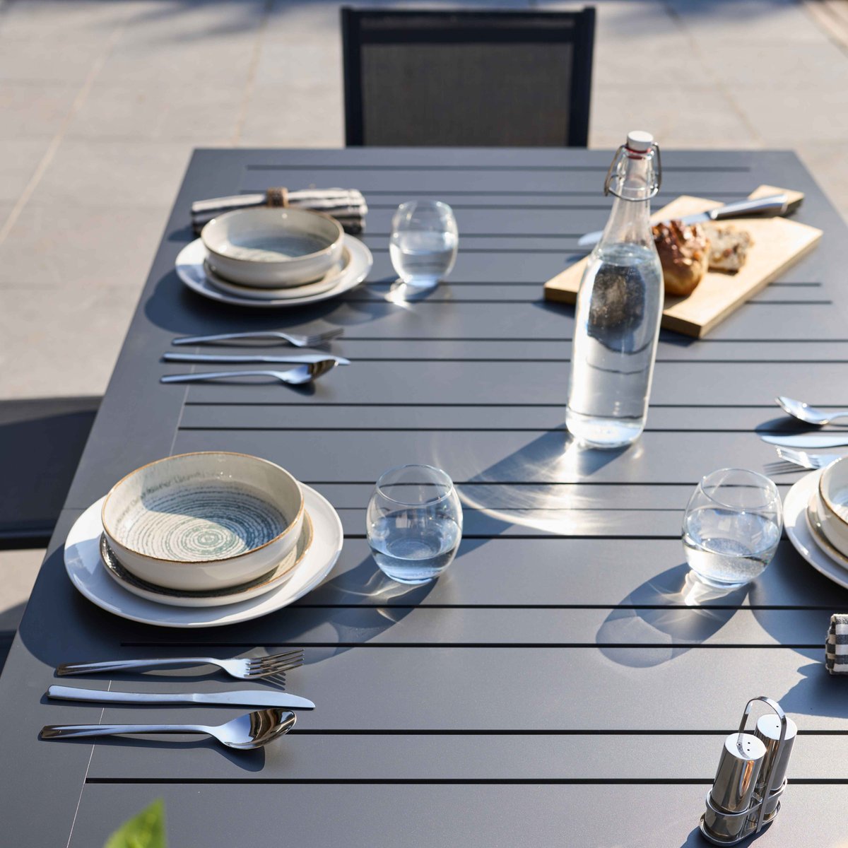 Table de jardin 10 place en aluminium - OLYMPE gris anthracite, OVIALA