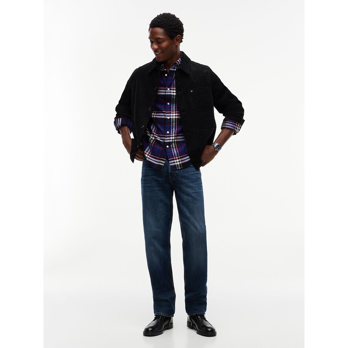 Hemd in flanel geruit marine, TOMMY HILFIGER