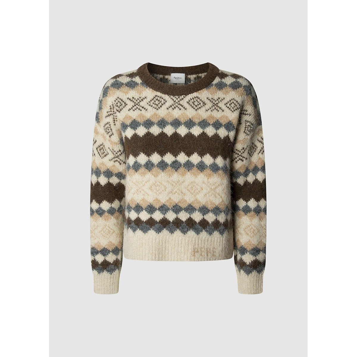 Celestine Jacquard Jumper beige/brown, PEPE JEANS