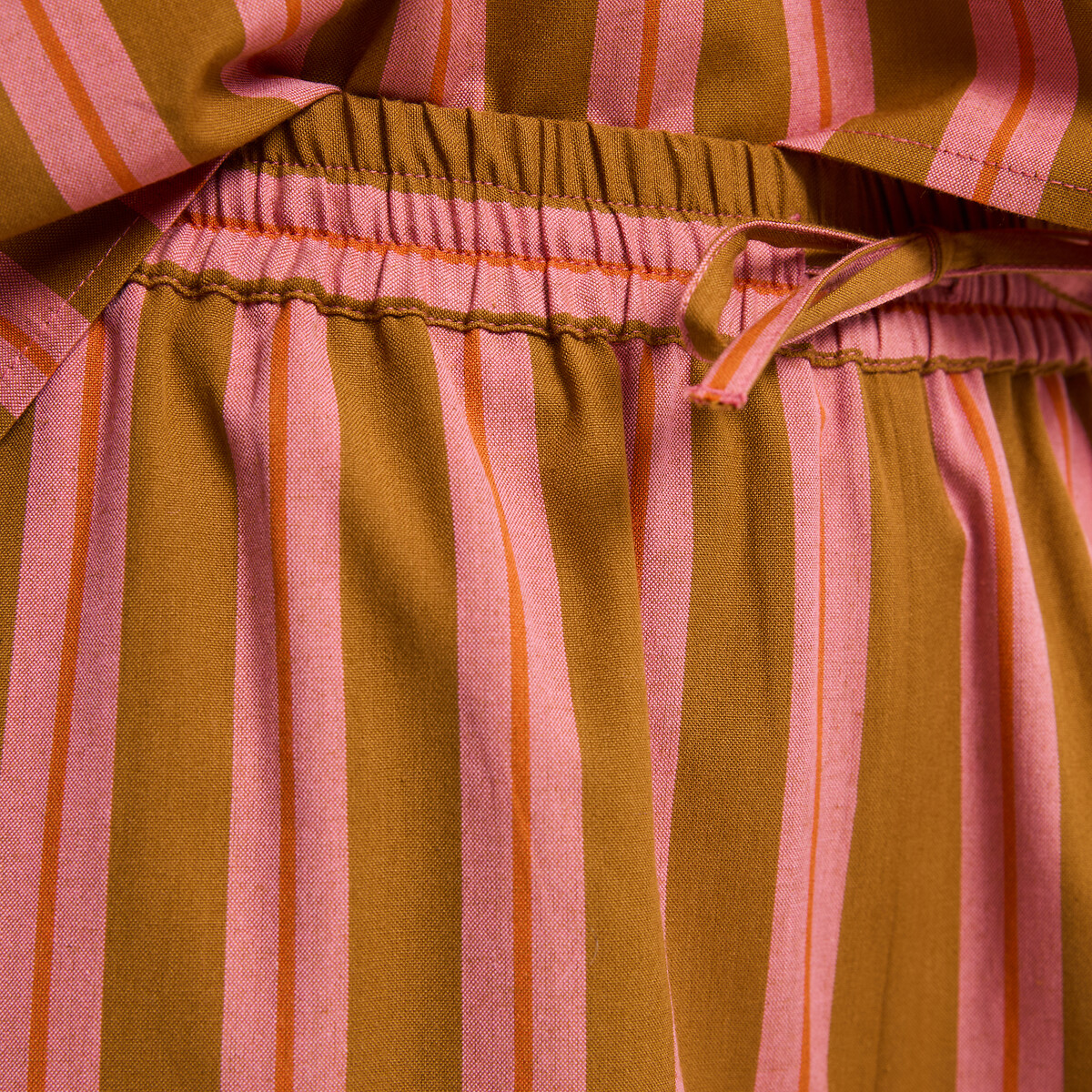 Pantaloni a gamba larga a righe con elastico in vita righe rosa/cammello, LA REDOUTE COLLECTIONS