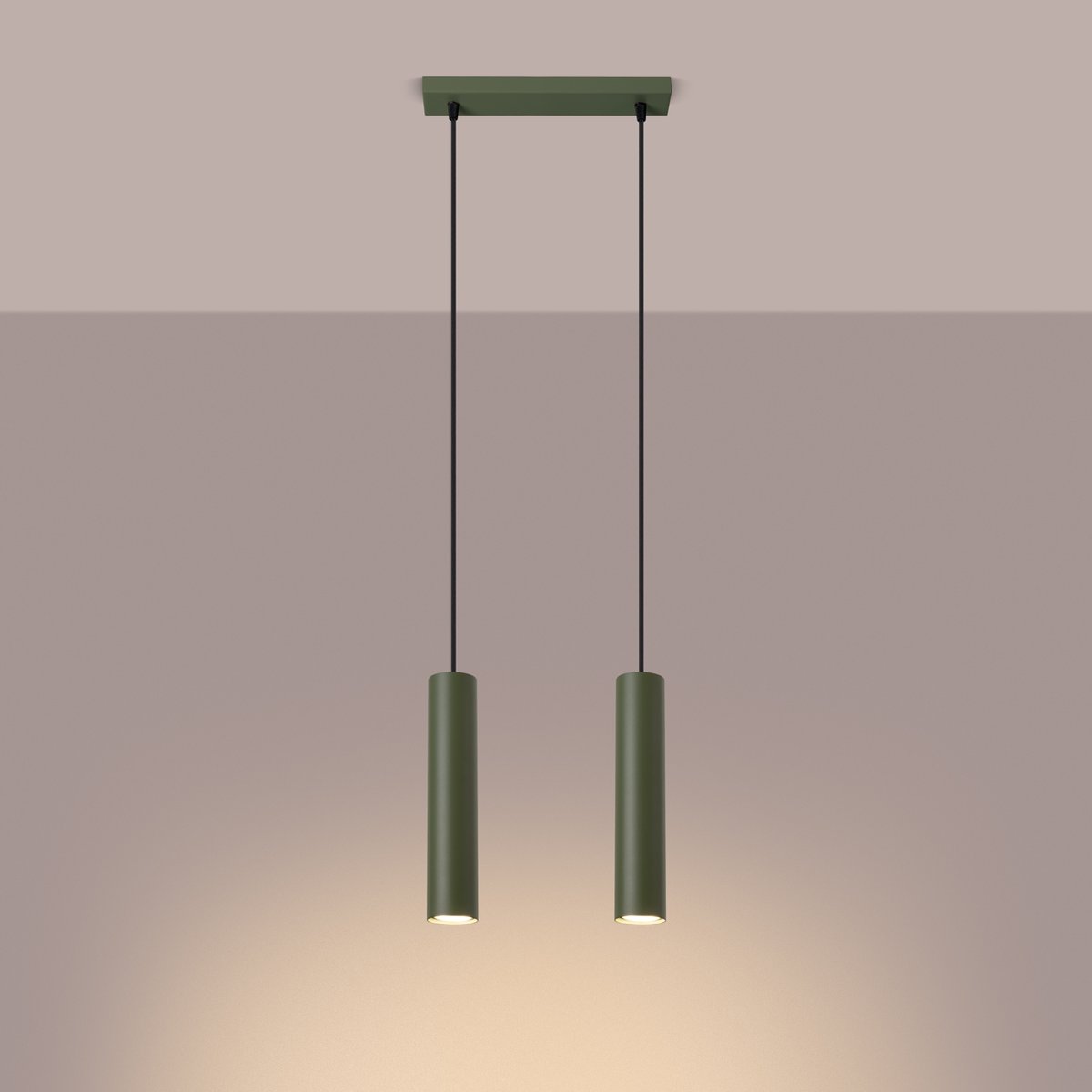 Suspension Acier Vert Olive GU10 2 Lagos vert, EDEN
