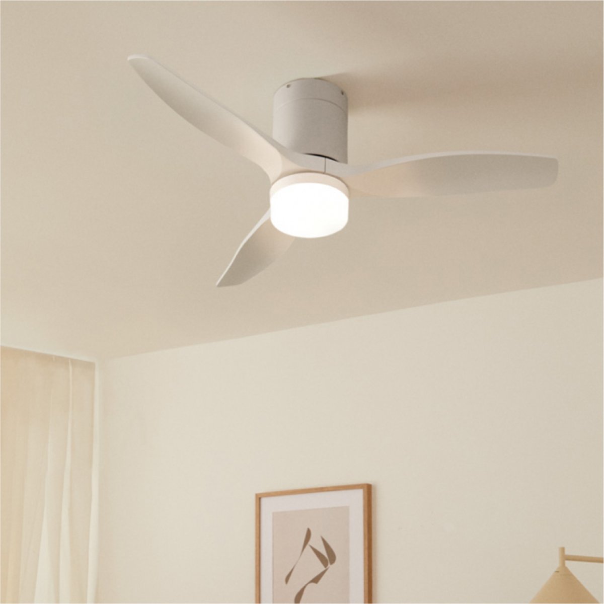 Ventilateur de plafond avec pales techniques en ABS avec lumière et télécommande WIND CALM blanc/blanc, CREATE