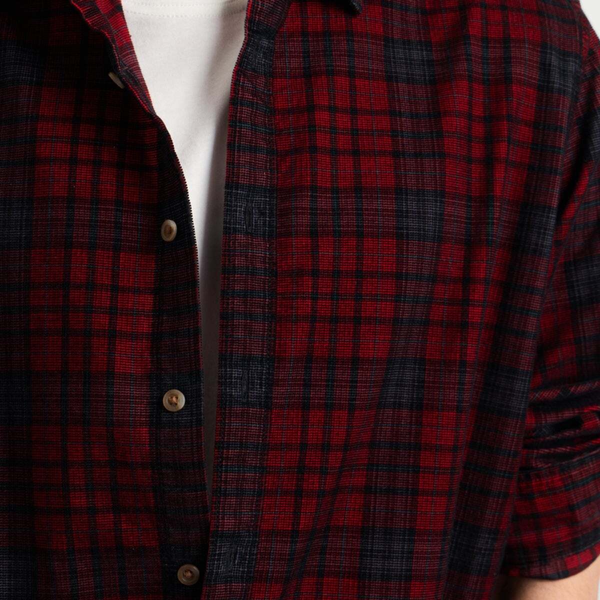 Chemise En Velours Côtelé À Carreaux Coupe Regular rouge hiver, PEPE JEANS
