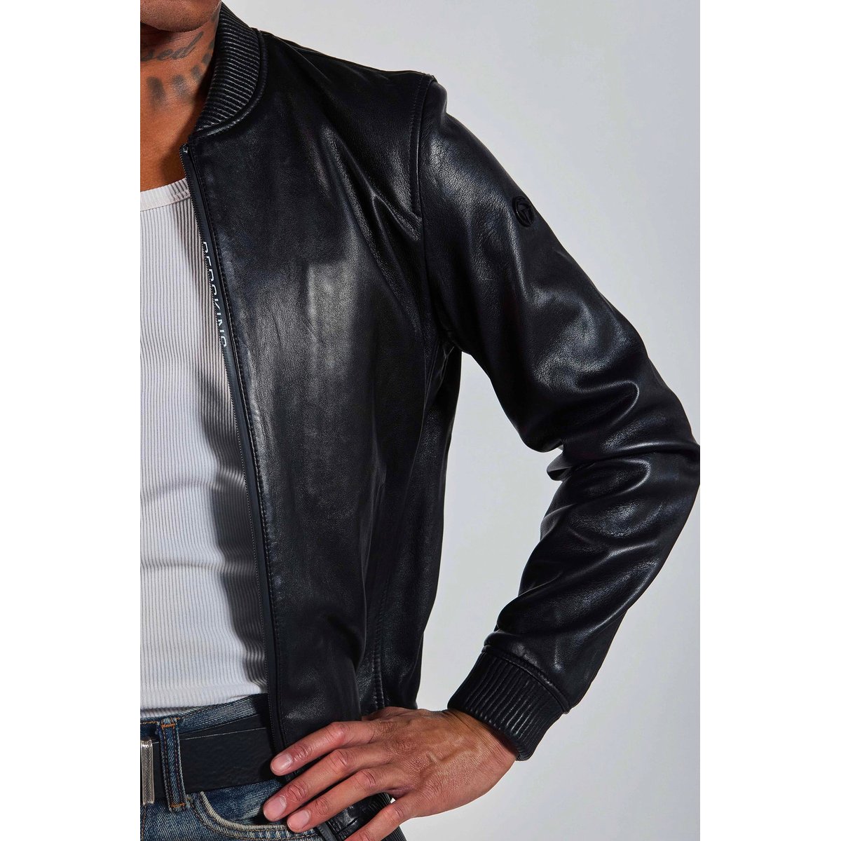 Blouson en cuir ROOSTER RACING noir, REDSKINS