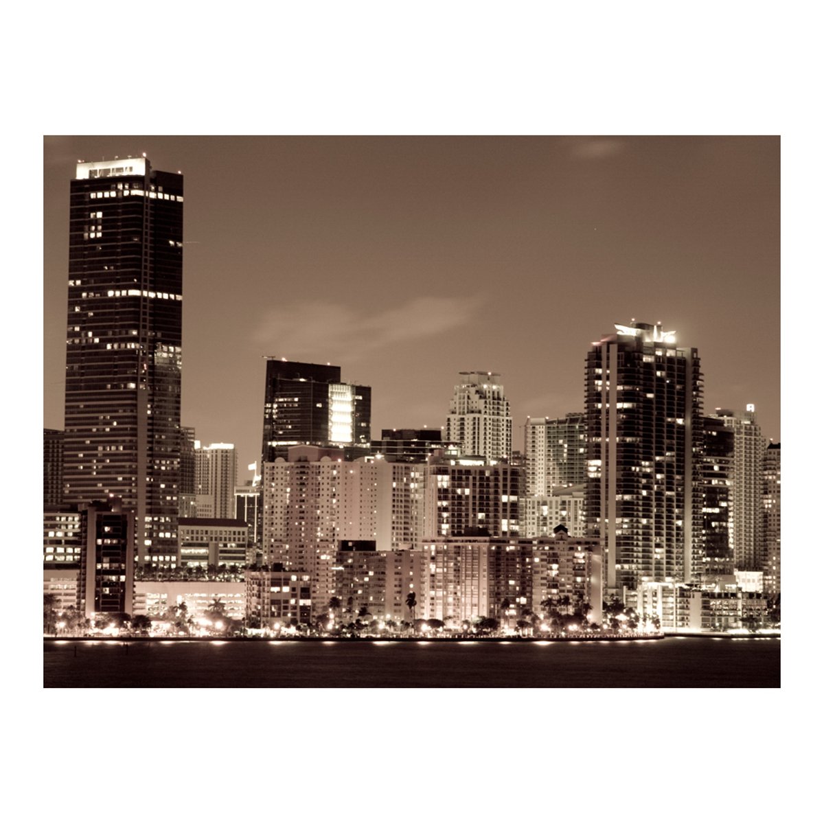 Papier peint intissé panoramique Ville et Architecture La vie nocturne à Miami multicouleur, EDEN