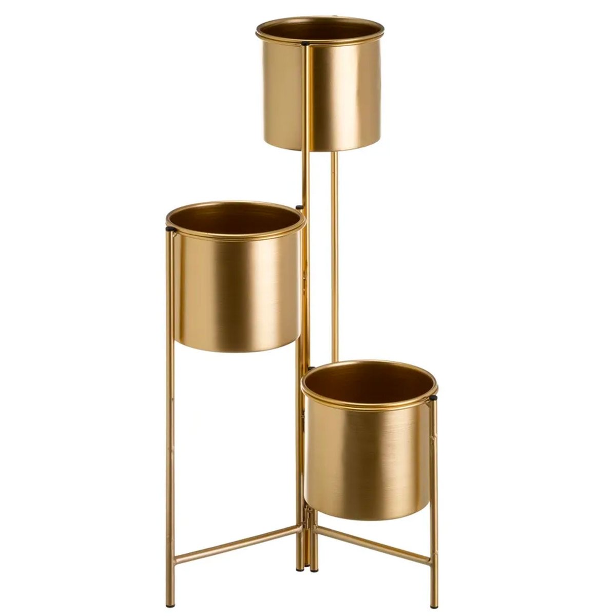Support pot plante triple articulé métal doré 38x19x65cm doré, WADIGA