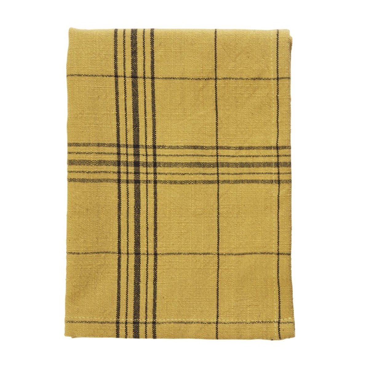 Torchon de cuisine coton carreaux jaune curry, MADAM STOLTZ