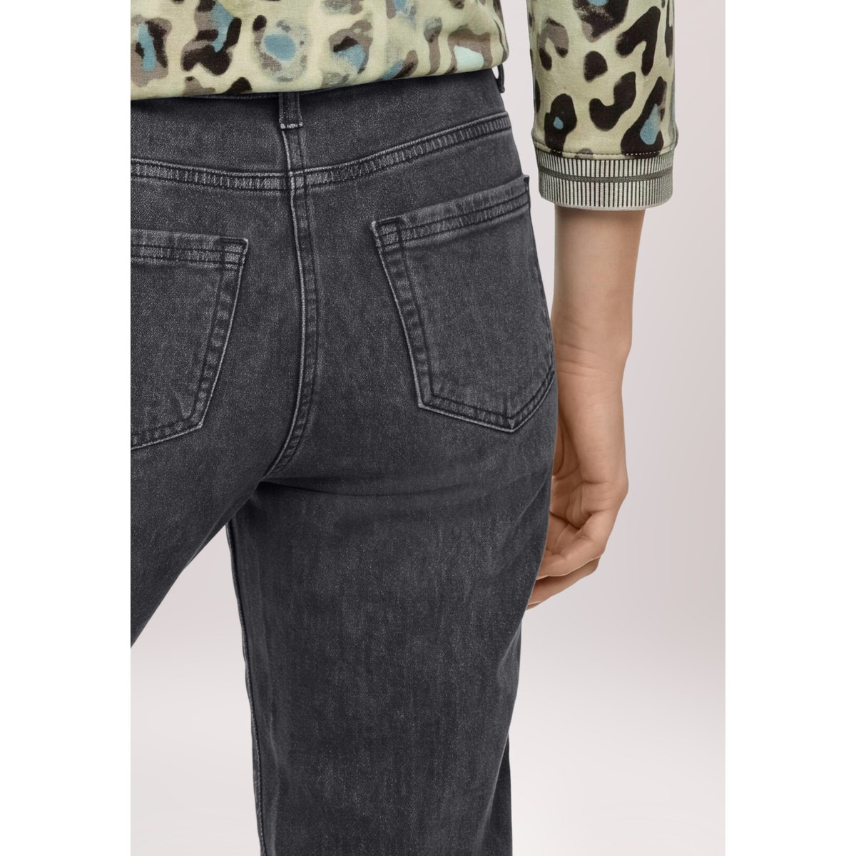 Pantalon casual à imprimé léopard dark grey denim, BETTY BARCLAY