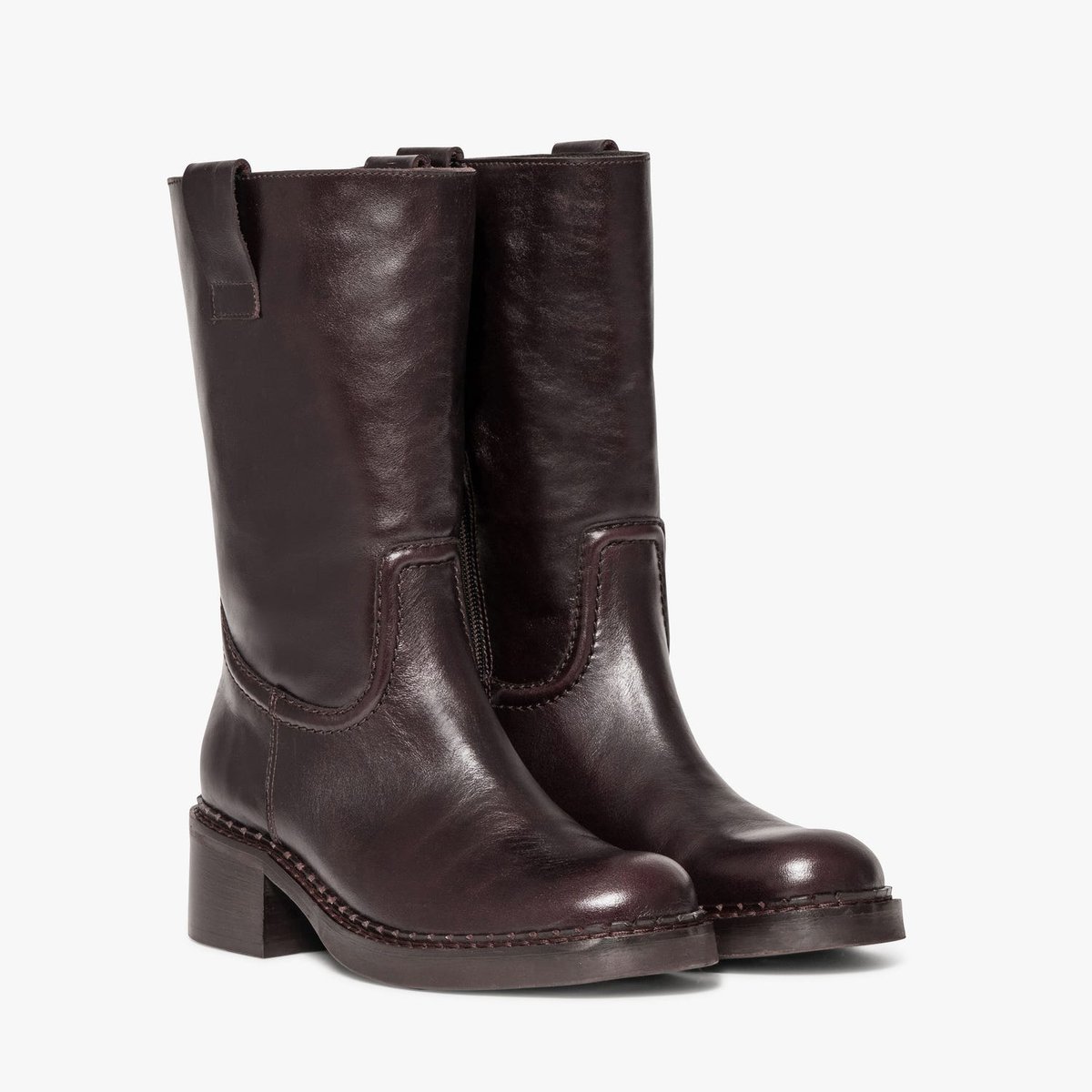 Botte Plate en cuir VITTA marron marron fonce, BOCAGE