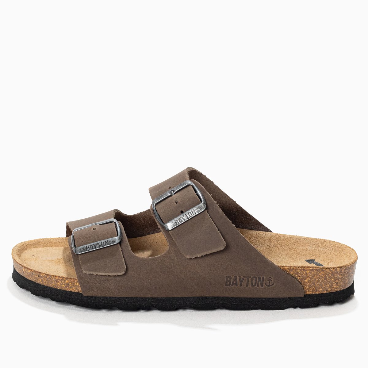 Sandales en cuir ATLAS gris foncé, BAYTON