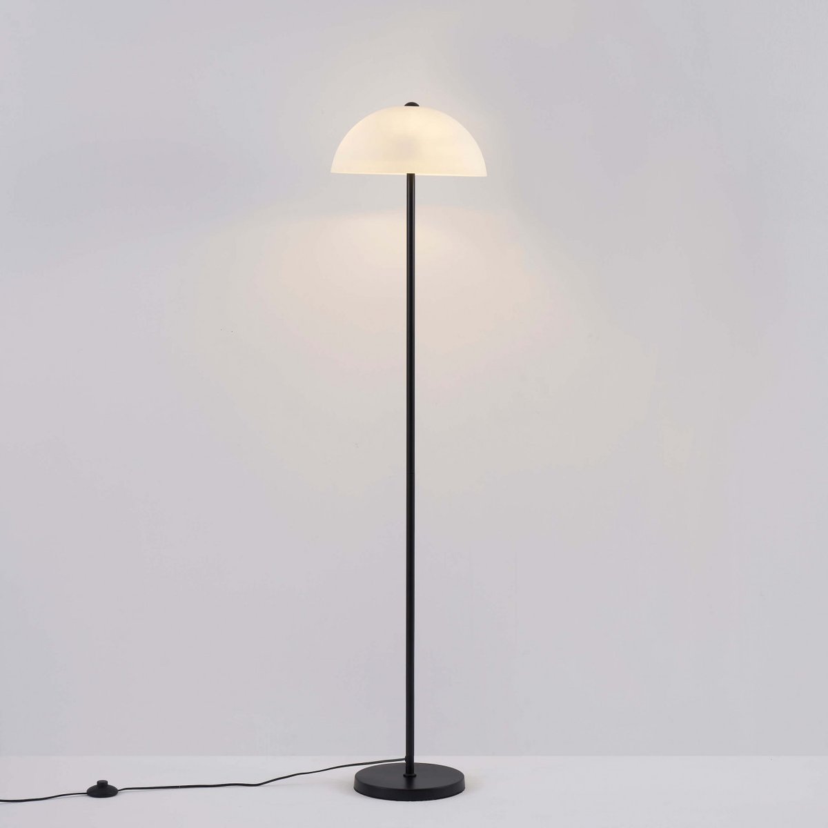 Lampadaire moderne à cloche en verre - MELITO noir et blanc, KOSILUM