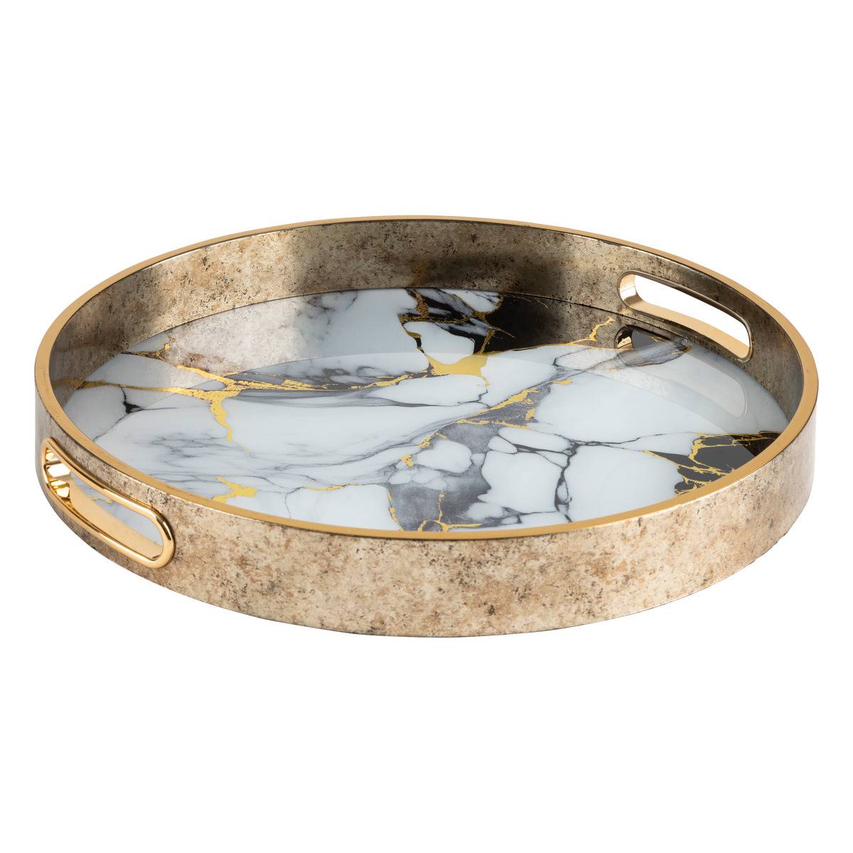 Lot de 2 plateaux INAYA doré, ATMOSPHERA