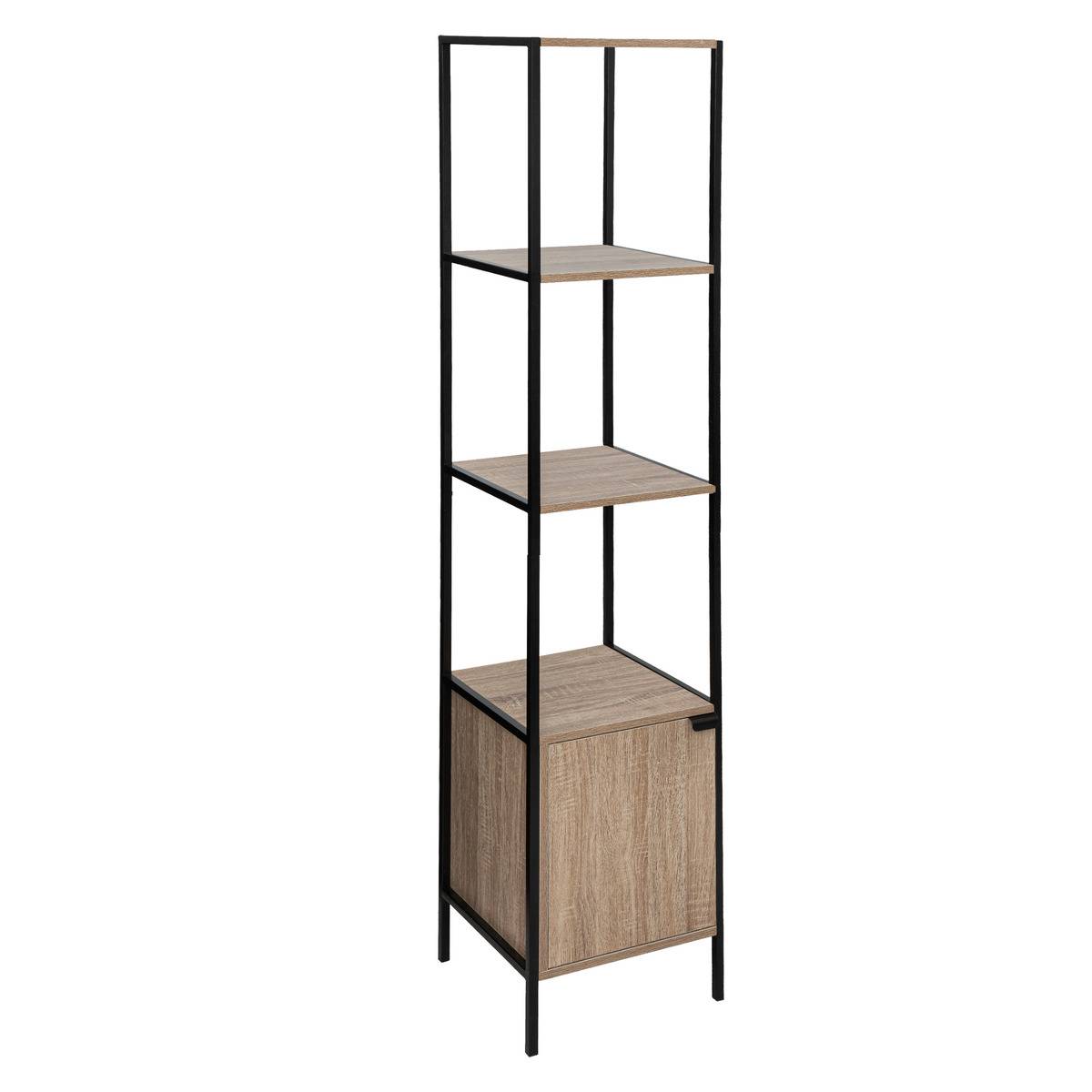 Étagère 1 porte effet chêne naturel ALIAJ noir, 5FIVE SIMPLY SMART