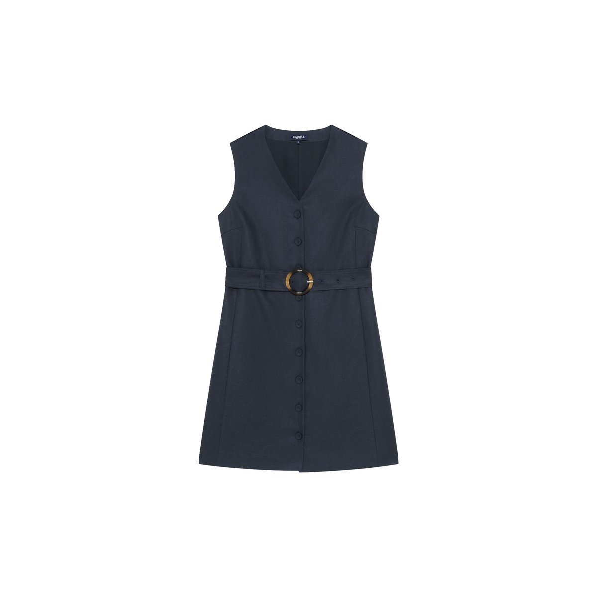 Robe ajustée col v RADIEUSE bleu marine, CAROLL