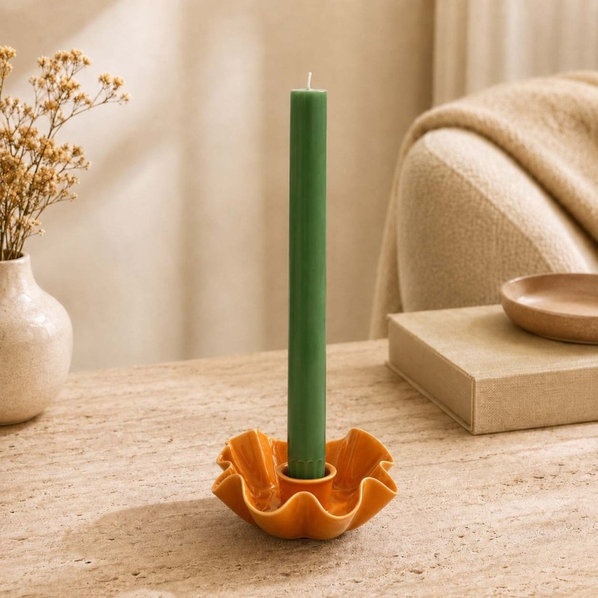 Set de 10 bougies cierges 20 cm vert foncé, ORIGINALHOME