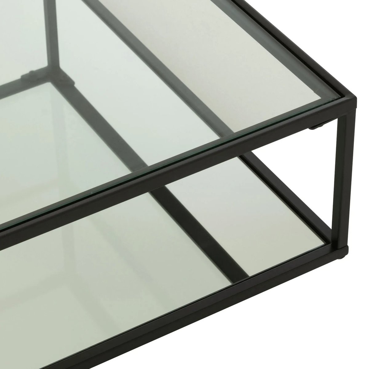 Table basse carrée en verre et métal noir L80 - ORION transparent, HELLIN, DEPUIS 1862