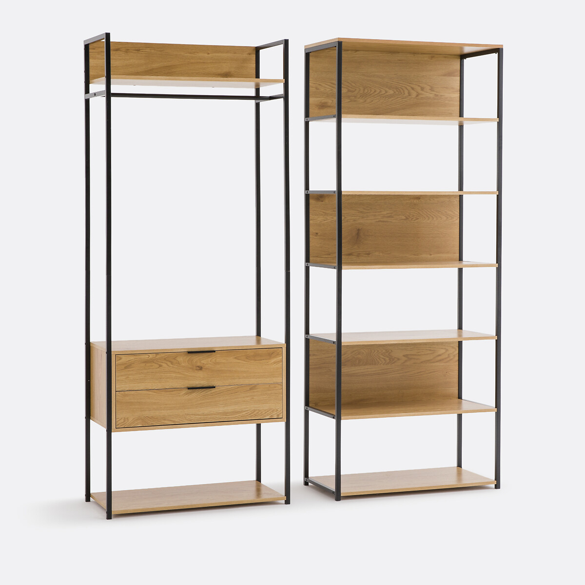 Module de dressing, 3 caissons 6 étagères, OAKI noir/bois, LA REDOUTE INTERIEURS