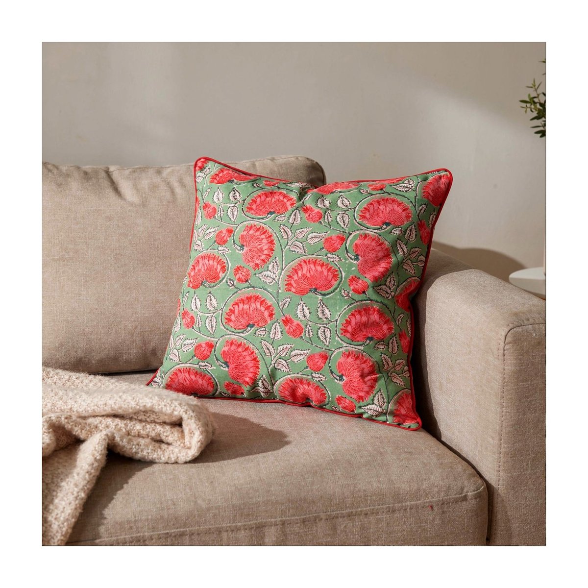 Housse de coussin Gulabi kaki, rouge, crème, ARCHIV