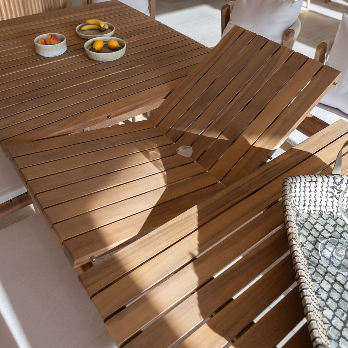 Salon de jardin table et 10 chaises en acacia, FIDJI bois d'acacia, NOW'S HOME