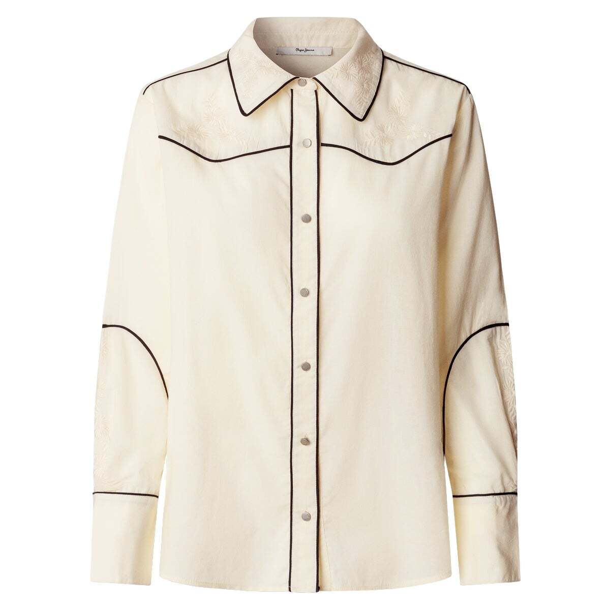 Chemise Brodée Avec Bordures blanche toile, PEPE JEANS