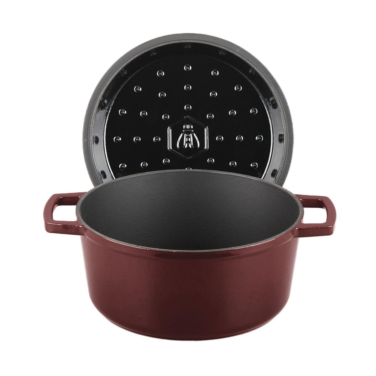 Cocotte en fonte ronde 25cm - "Masseiron Merlot" couleur unique, LAGUIOLE CUISSON