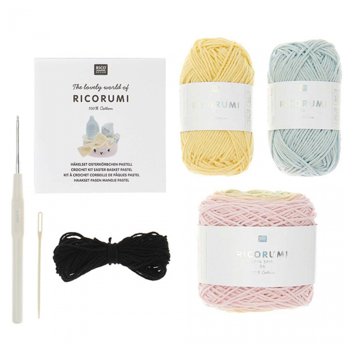 Ricorumi Kit a crochet Corbeille de Paques pastel couleur unique, RICO DESIGN