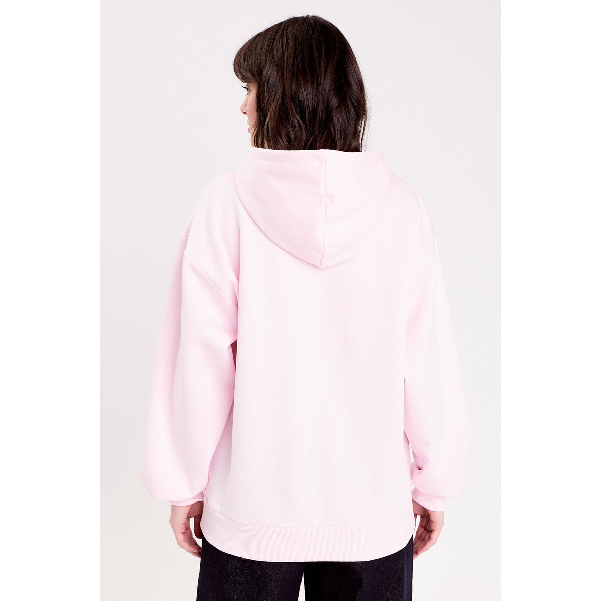 Sweat oversize à capuche manches longues rose clair, CACHE CACHE