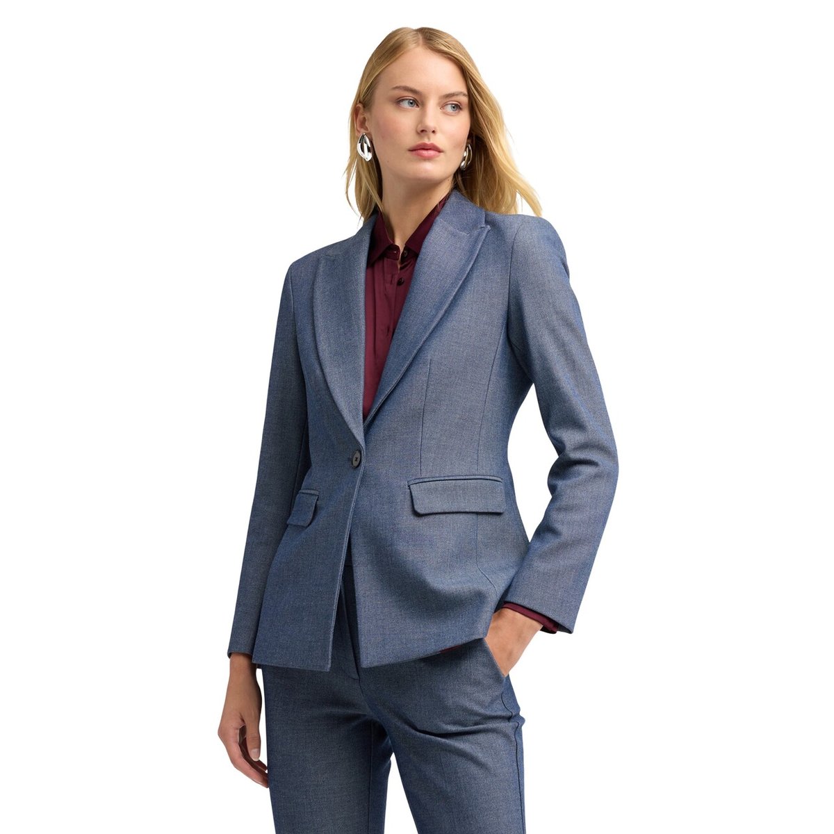 Blazer teint fil avec revers en pointe light - blue, MOTIVI