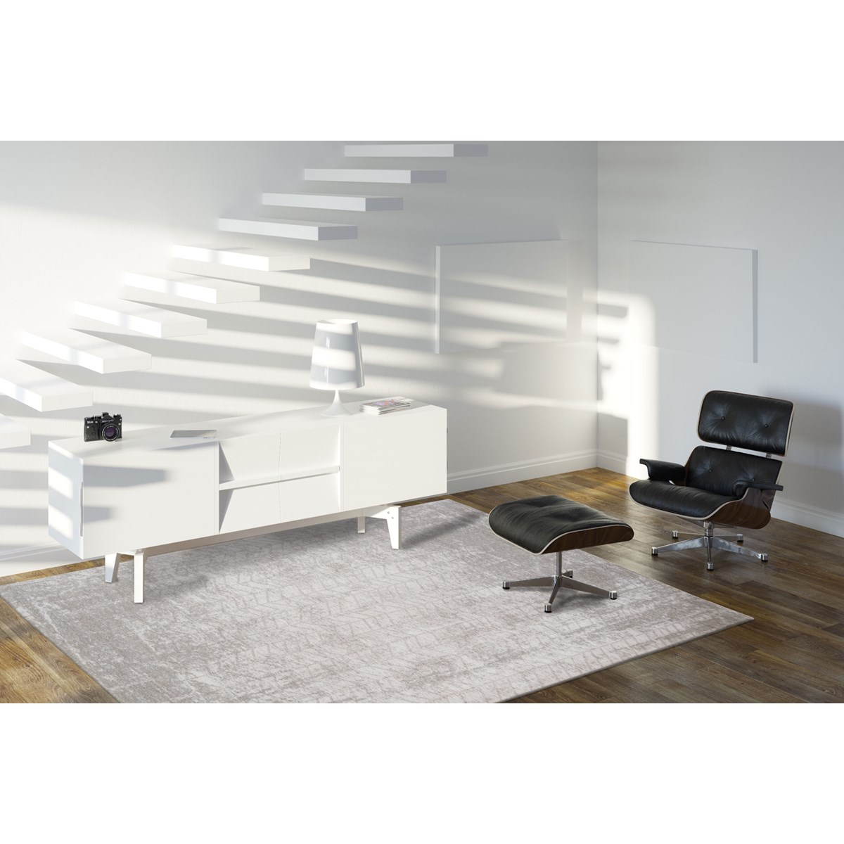 Tapis salon et chambre tissé plat GRIFF - Louis de Poortere blanc, NOVATREND