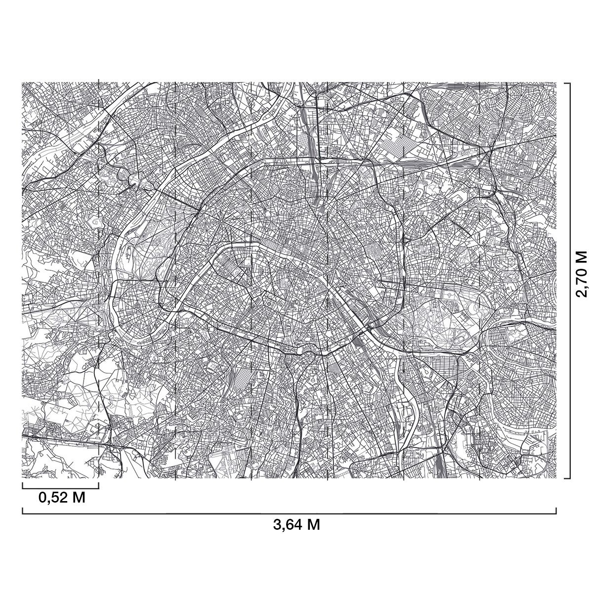Papier peint plan de la ville de Paris intissé, HEXOA