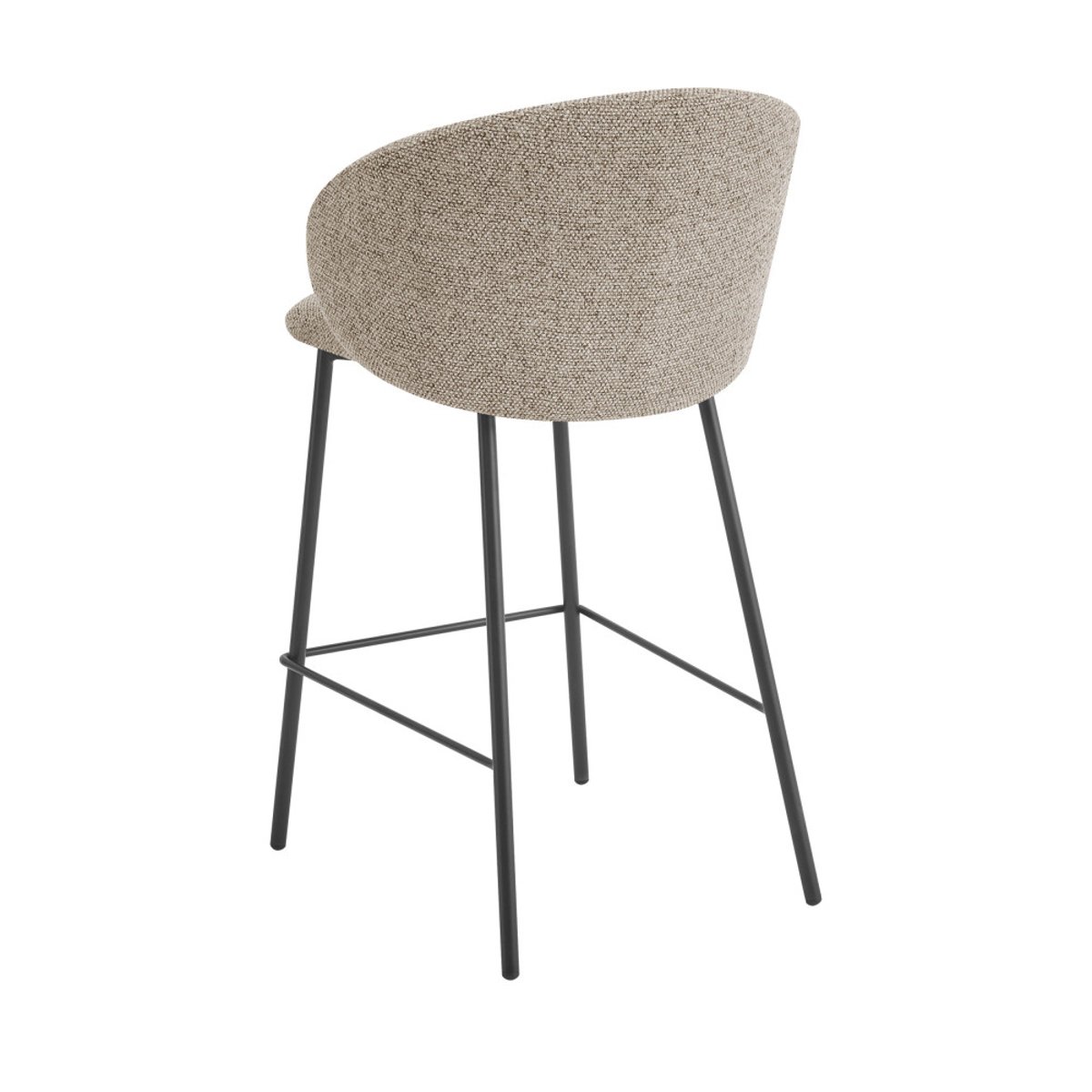 Lot de 2 tabourets de bar en tissu et métal H66cm- VALOM marron chiné, DRAWER