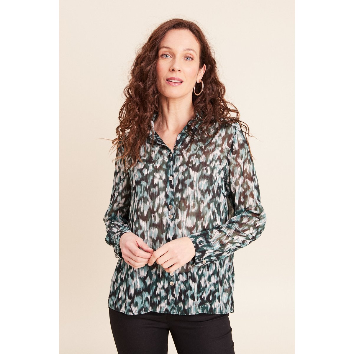 Chemise manches longues en voile vert, BREAL