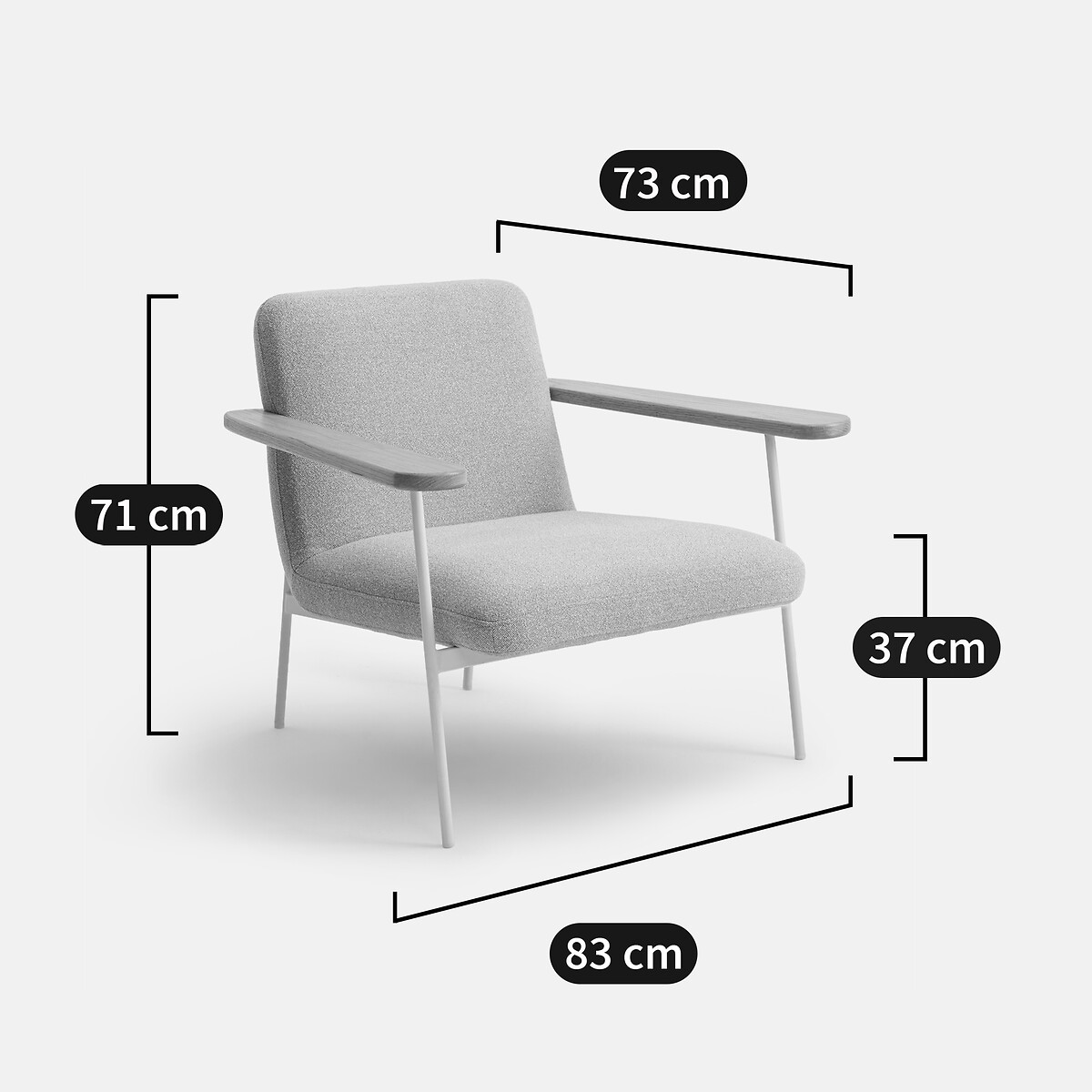 Fauteuil accoudoirs chêne massif, et tissu, Lulet vert clair, LA REDOUTE INTERIEURS