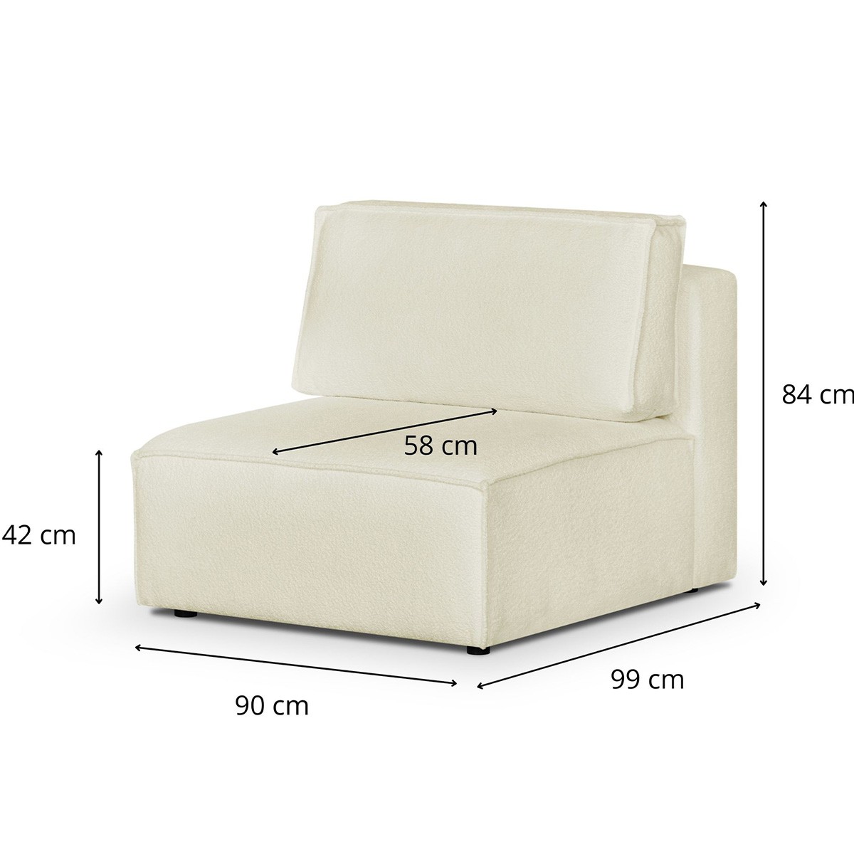 Canapé modulable 3 places en tissu bouclé - Harper Mod beige, HOMIFAB